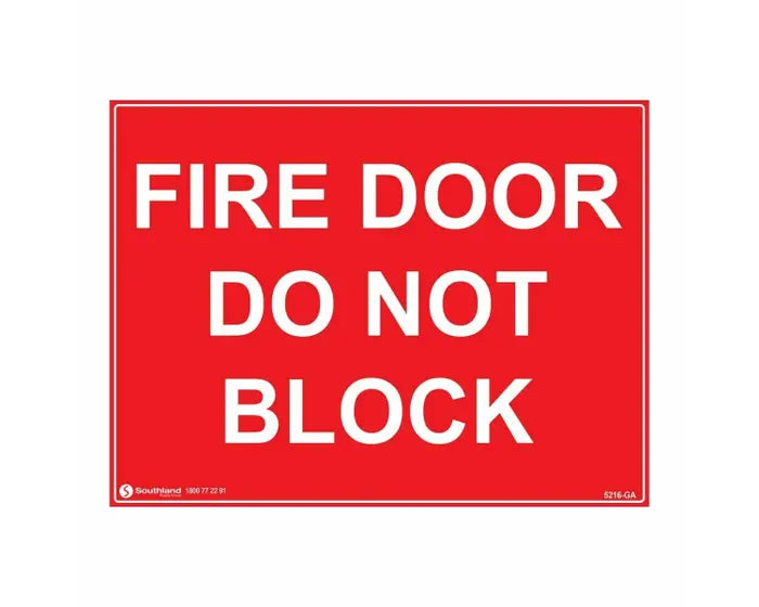 Fire Door Do Not Block Sign